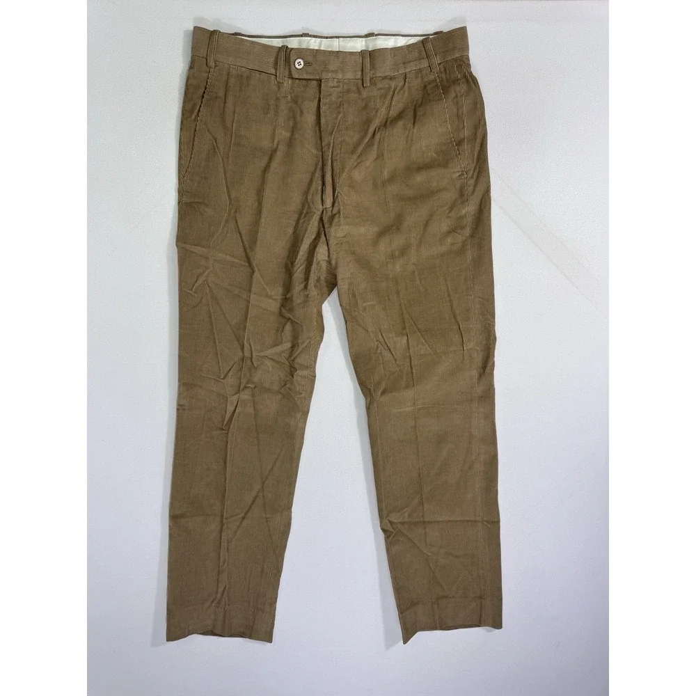 Vintage Bernard Zins Corduroy Pants Mens 32 Brown William Stretch Portugal 33x28